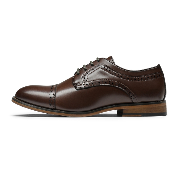 Boys' Non-Slip Cap-Toe Dress Shoes - DARK BROWN - 2